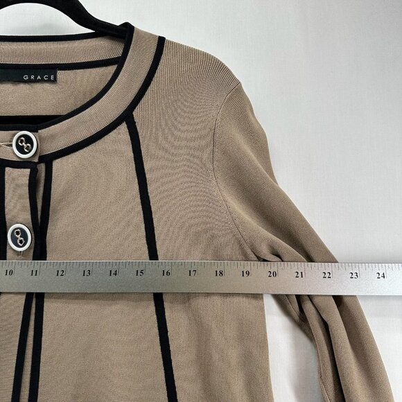 GRACE Sweater Size M Two Button Long Sleeve Blazer Cardigan Rayon Blend Brown - Picture 8 of 10